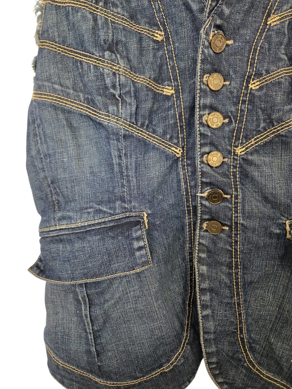 🔥🖤 Taverniti So Jeans “Stella” Denim Utility Vest | Boho Moto Festival Western - Picture 4 of 9